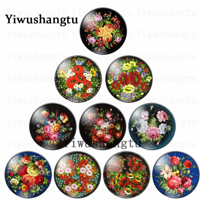 Elegant Red Rose Flower Glass Cabochon