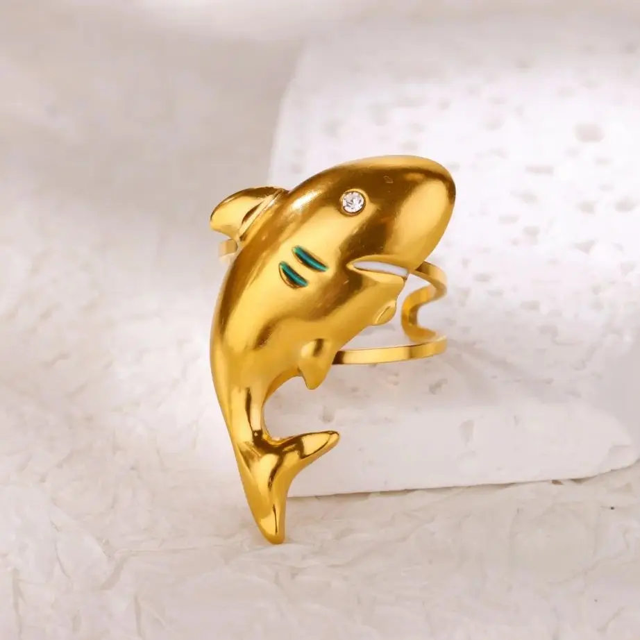 Zircon Ring For Women Gold Color Stainless Steel Weddng