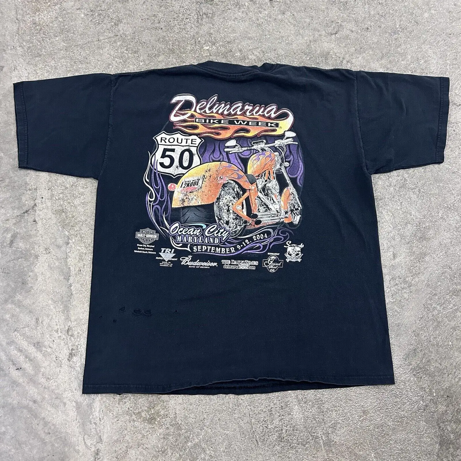 Vintage 2004 Bike Week Daytona Beach Motorcycles Rare Black T Shirt Size X-Large