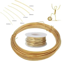Gold - Colored Brass Copper Beading Wire for Jewelry Making - Various Lengths and Thicknesses (0.2mm 100m)