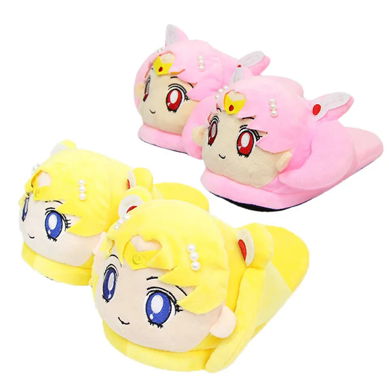 Pantofole In Cotone Sailor Moon Cute Cartoon Model Winter Warm Indoor Shoes Kawaii Peluche Ripiene Pantofole Da Casa Regali Di Compleanno Per Bambini