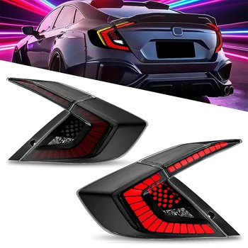 LED Tail Lights for Honda Civic 10th Gen Sedan 2016 - 2021 Rear Tail Lamps Assembly with Starting Animated Turn Signal Light