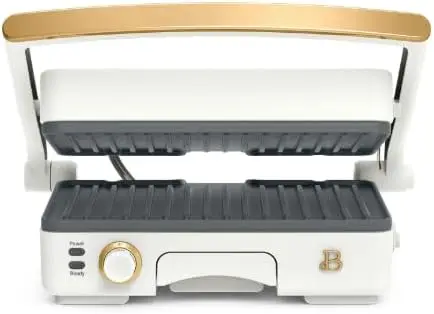 2-in-1 Press & Grill – 1200 Watt, Adjustable Temperature, Non-Stick Plates, Indoor Grill, 10.25” x 7” Cooking S 2