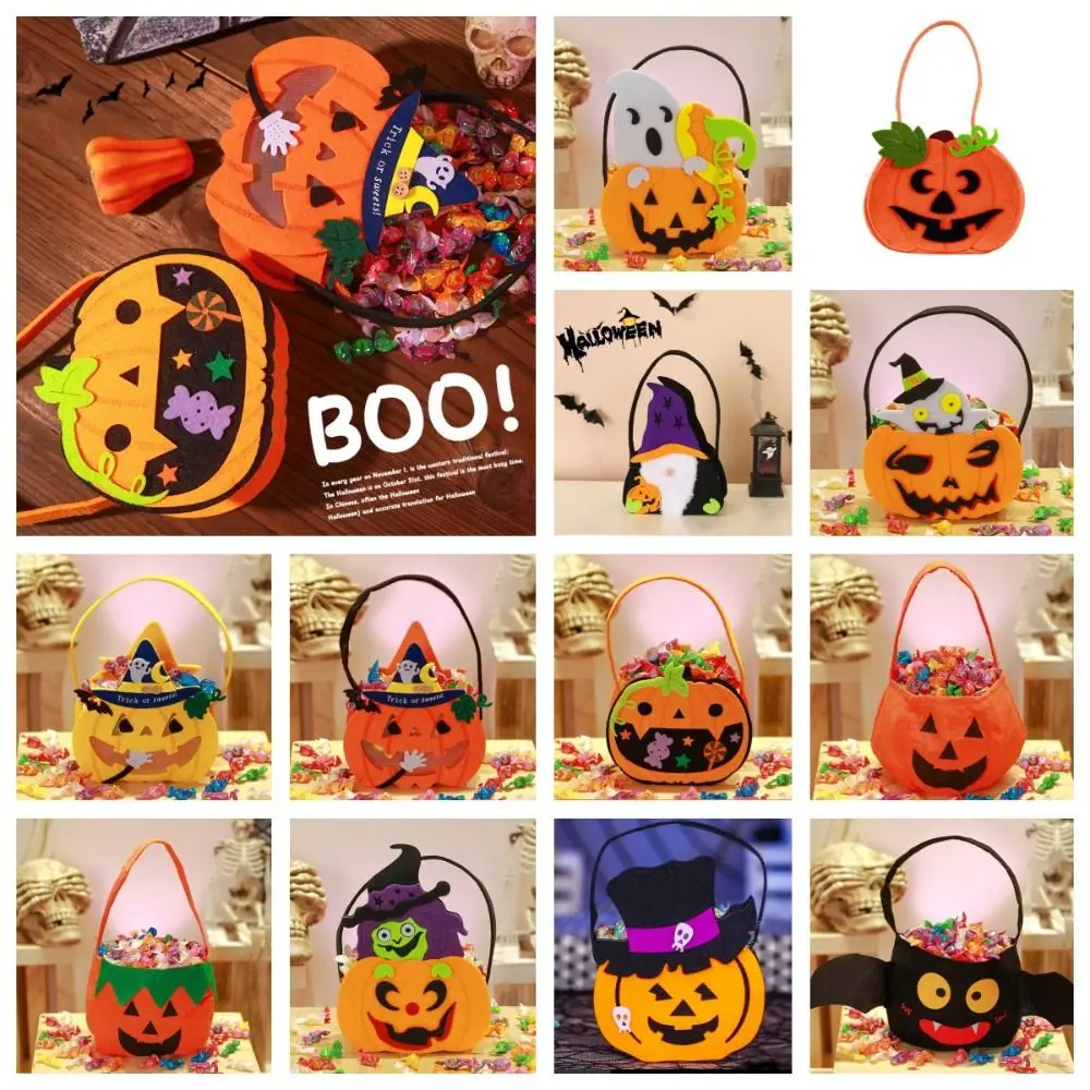 

Non-woven Halloween Wool Felt Bag Kawaii Gifts Pouch Tote Bags Pumpkin Candy Bucket Trick or Treat Handbag Party