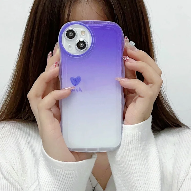 Colored Love Heart Marble Pattern Wavy TPU Phone Case Cover