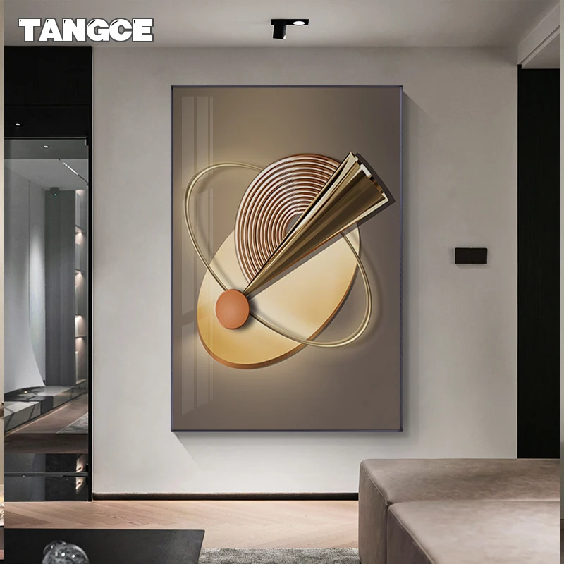 

Metal Geometry Art Canvas Painting Luxury Abstract Posters and Prints Wall Pictures Modern Living Room Bedroom Décoration Murale