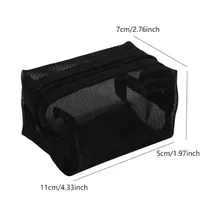 Mini Clear Nylon Mesh Cosmetic Bags Cute Women Small Lipstick Makeup Bags Pouch Data Line Key Earphone Organizer Case 5