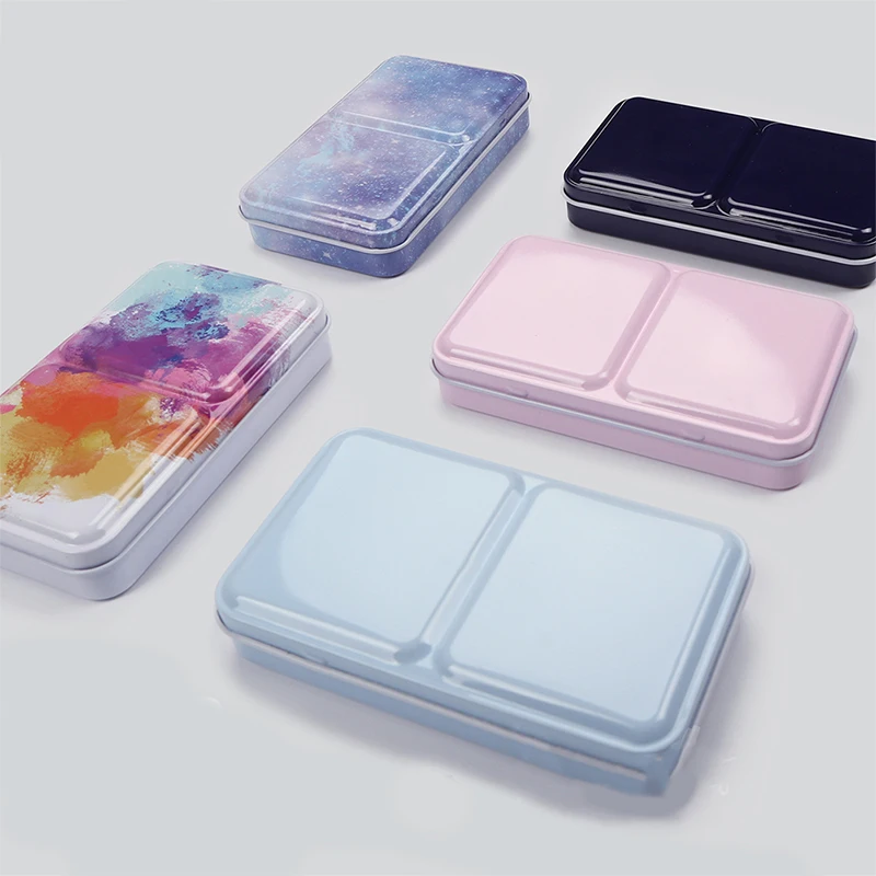 Colorful Empty Palette Case Tins Box Paint Storage Iron Box With 24 Half Pans for Watercolor Paints Painting Art Supplies paint tray color palette watercolor palette