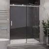 76" x 48" Frameless Shower Door in Brushed Nickel, Rhodes Water Repellent Glass Shower Door 1