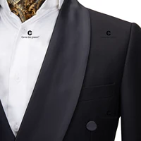 Cenne Des Graoom Luxury Men Suit Wedding Grooms Banquet Classic Black Tuxedo Jacket Pants Satin Shawl Lapel Slim Fit Party Prom 2