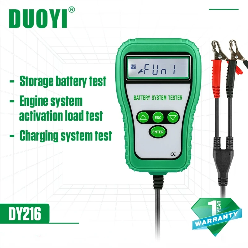 

DUOYI DY216 3 In 1 Car Battery Tester Traction 12V DC Load Starting Charge Tester 1700 CCA Test Tool Battery Measurement