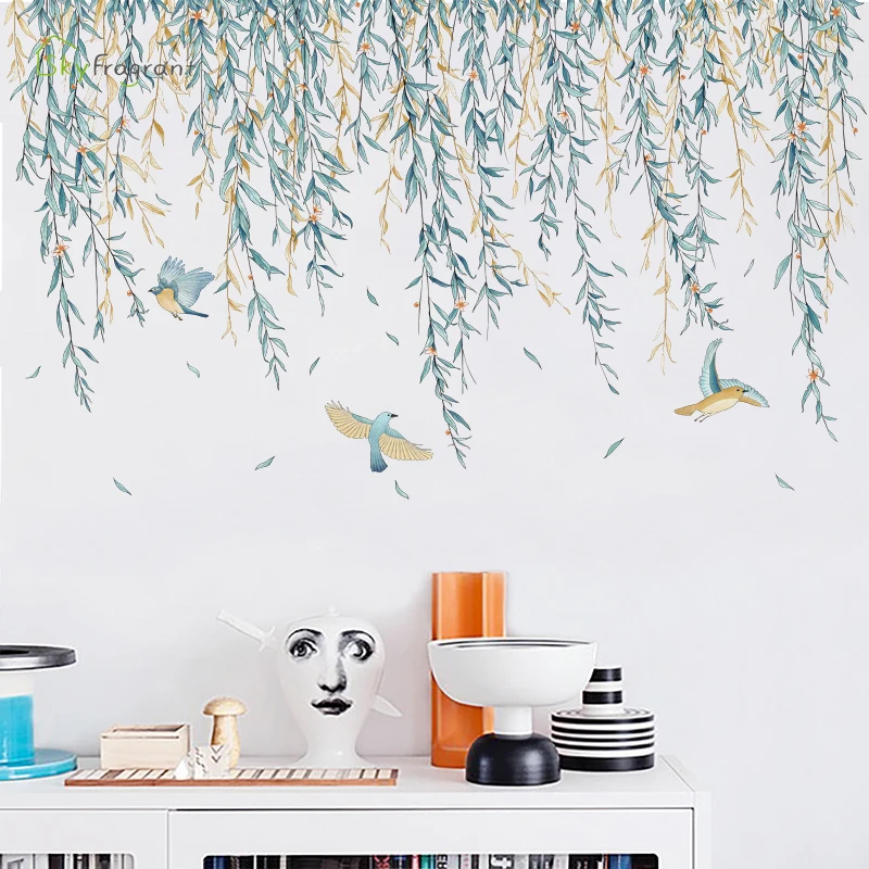 NordicWillowLeavesPlantWallStickersForLivingRoomsBedroom