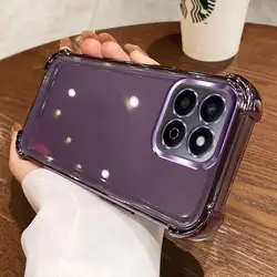 Transparent Colorful Soft Corner Airbag Anti - Drop Case with Lens Film Cover for Honor X7d 4G (PURPLE)