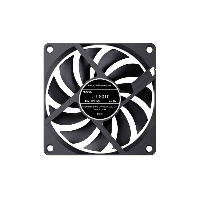 TEUCER UT-8010 Chassis Cooling Fan 80x10mm Ultra-thin Size PWM 4PIN For Desktop Computer CPU Cooling