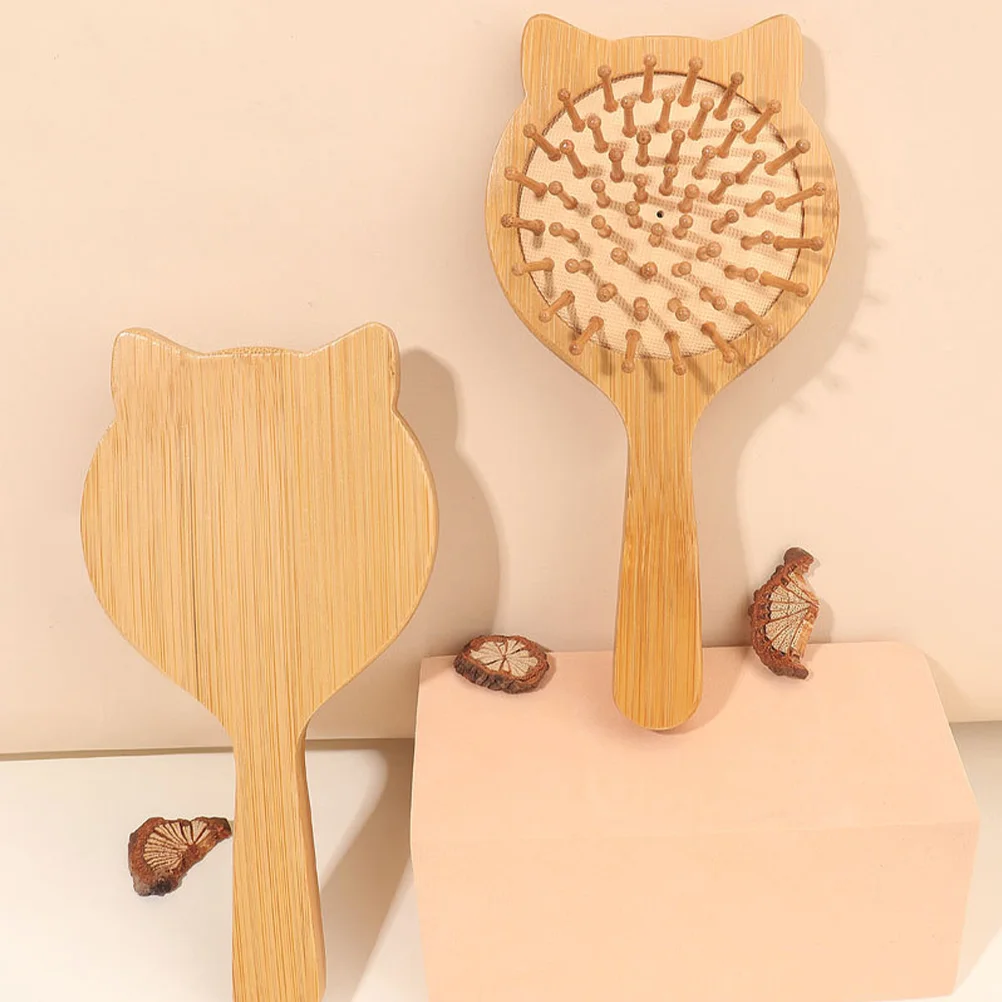 

Bamboo Women Hair Brush Natural Bamboo Comb Paddle Detangling Hairbrush Cat Shape Small Travel Hair Brush Wooden Hairbrush