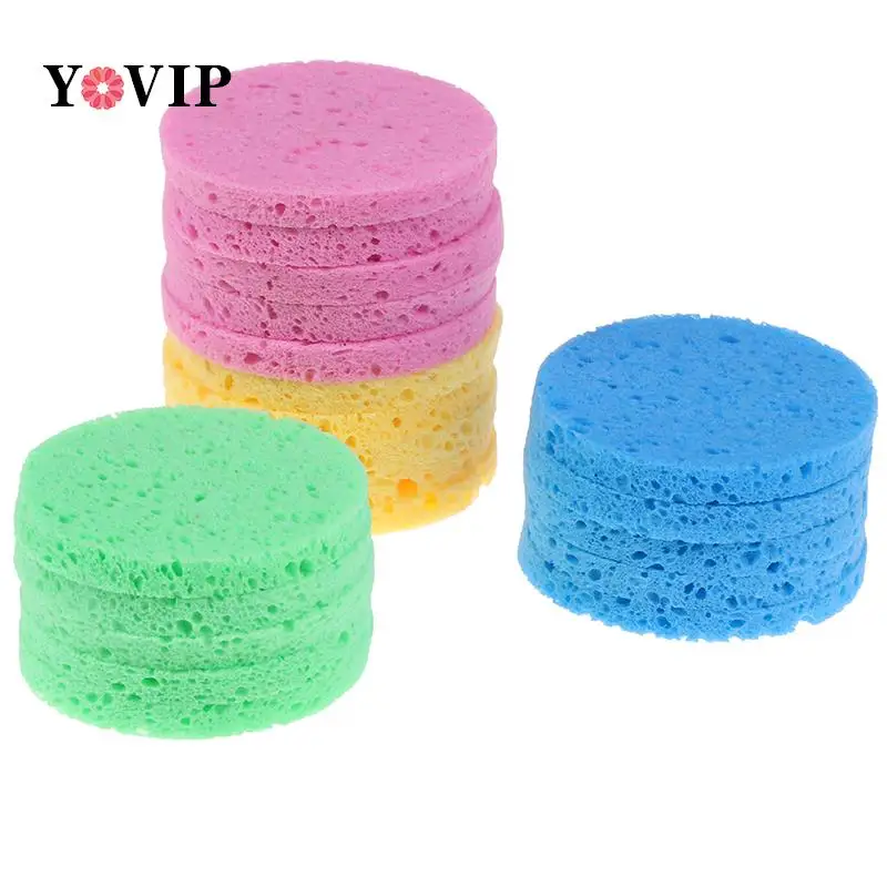 

5Pcs Round Soft Cosmetic Puff Makeup Pads Beauty Natural Wood Fiber Face Wash Cleansing Sponge Cosmetic Puff Pads