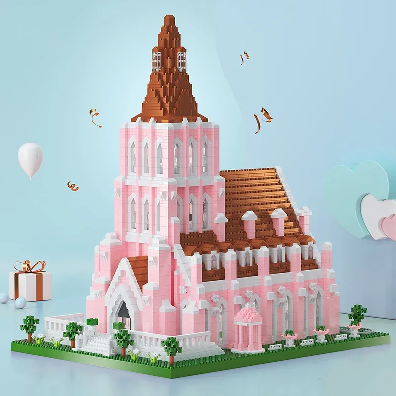 Lz8196 World Architecture Island Wedding Manor Church Garden Diy Mini Diamond Blocks Mattoni Building Toys For Children No Box