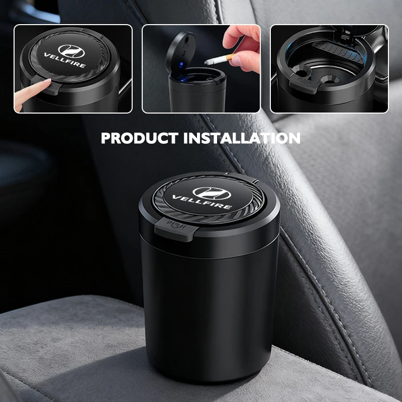 휴대용 빛나는 자동차 재떨이 자동차 인테리어 액세서리 Toyota Vellfire CHR Corolla Yaris Prius RAV4 Aygo GT86