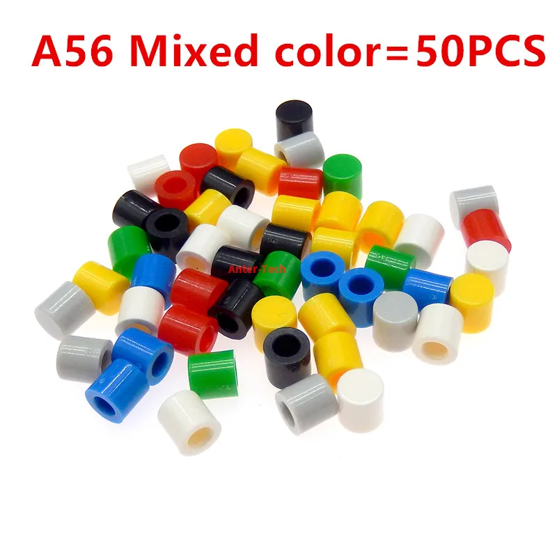 50Pcs/ batch A56 plastic cap 6x6mm touch button Switch Cap Kit 6*6mm switch Red black blue green white gray yellow color buttons