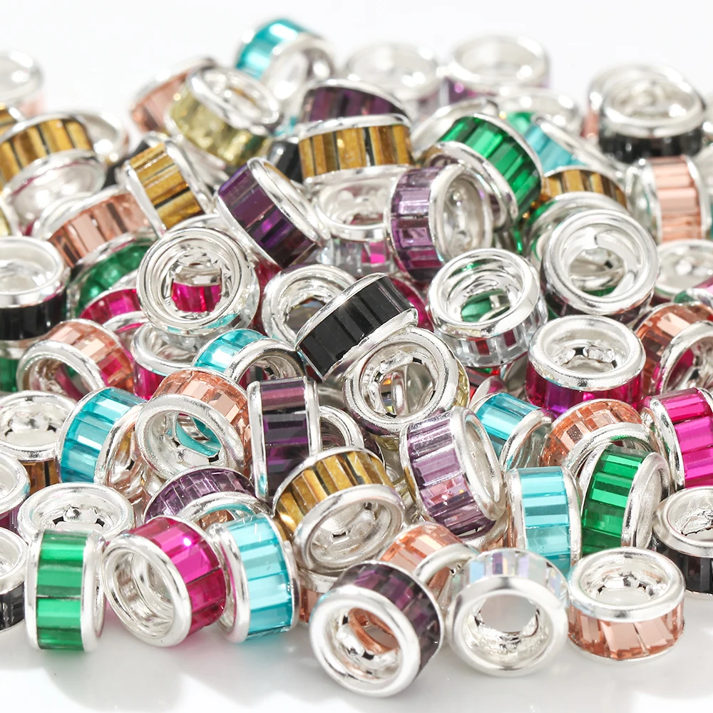 50 Stück 6x10mm Bunte Trommelperlen Großloch-Glasperlen für Schmuckherstellung DIY Armband Handgemachtes Zubehör