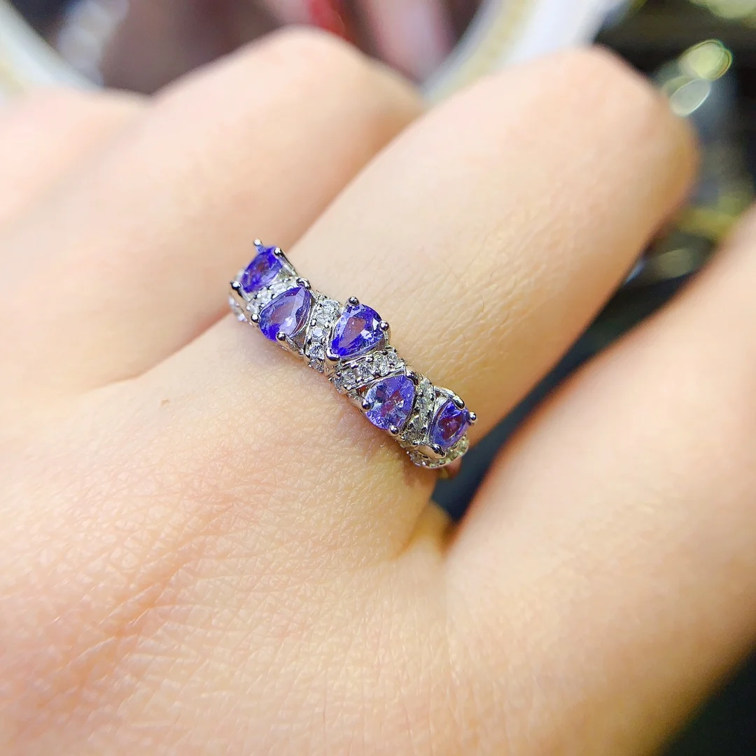 

Natural Tanzanite Ring, 925 Silver Certified, 3x4mm Purple Gemstone, Girl's Holiday Gift, Free product shipping