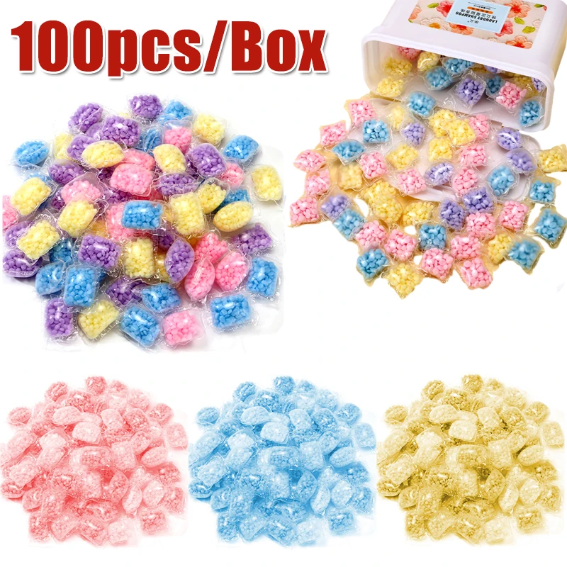 100PCS Laundry Beads Detergent Liquid Capsule Ball Fragrance Beads Soft Clothing Diffuser Perfume for Washing Machine