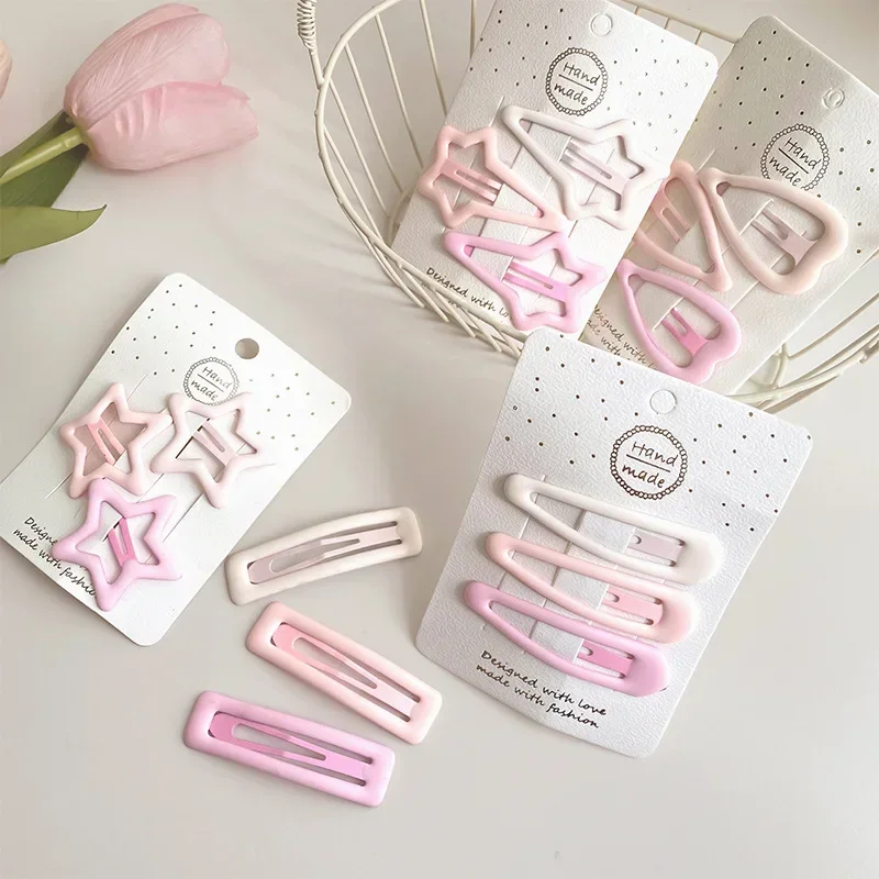 8 قطعة متجمد ستار BB مقاطع الشعر دبوس معدني لون الحلوى إكسسوارات الشعر دبابيس الشعر الصغيرة النساء فتاة الجانب كليب الخماسي دبوس الشعر HP01