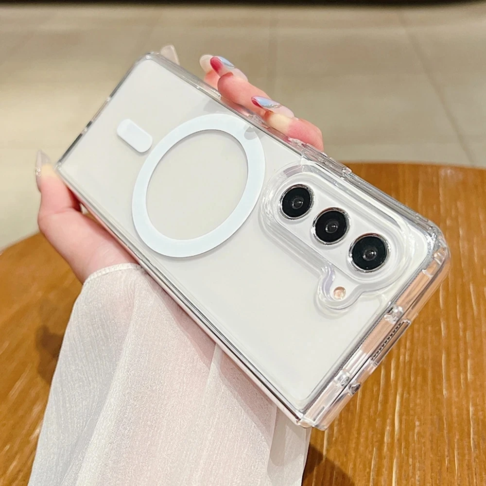 Transparente Acryl-Handyhülle für Samsung Galaxy Z Fold 7, 6, 5, 4, 3, 5G, für Magsafe Wireless Charging Cover