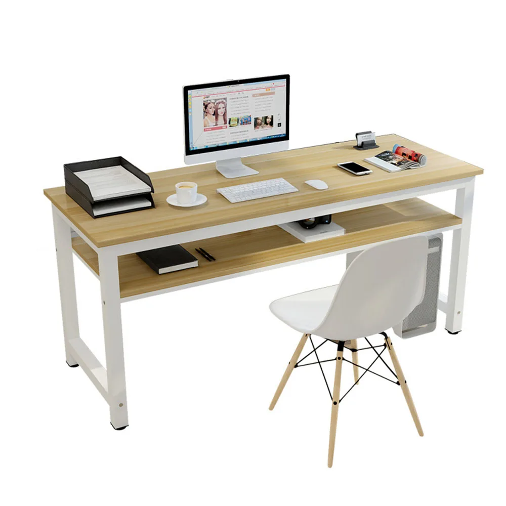 Mobile Computer Simple Wood Bottom Storage Desk With Steel Table Of Tie Rod For Home Double Office Study Luxury Furniture