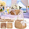 Wicker Rattan Flower Child Basket With Pearl Handle And Bow Hand Woven Easter Basket Wicker Basket Wedding Party Home Decoration 2