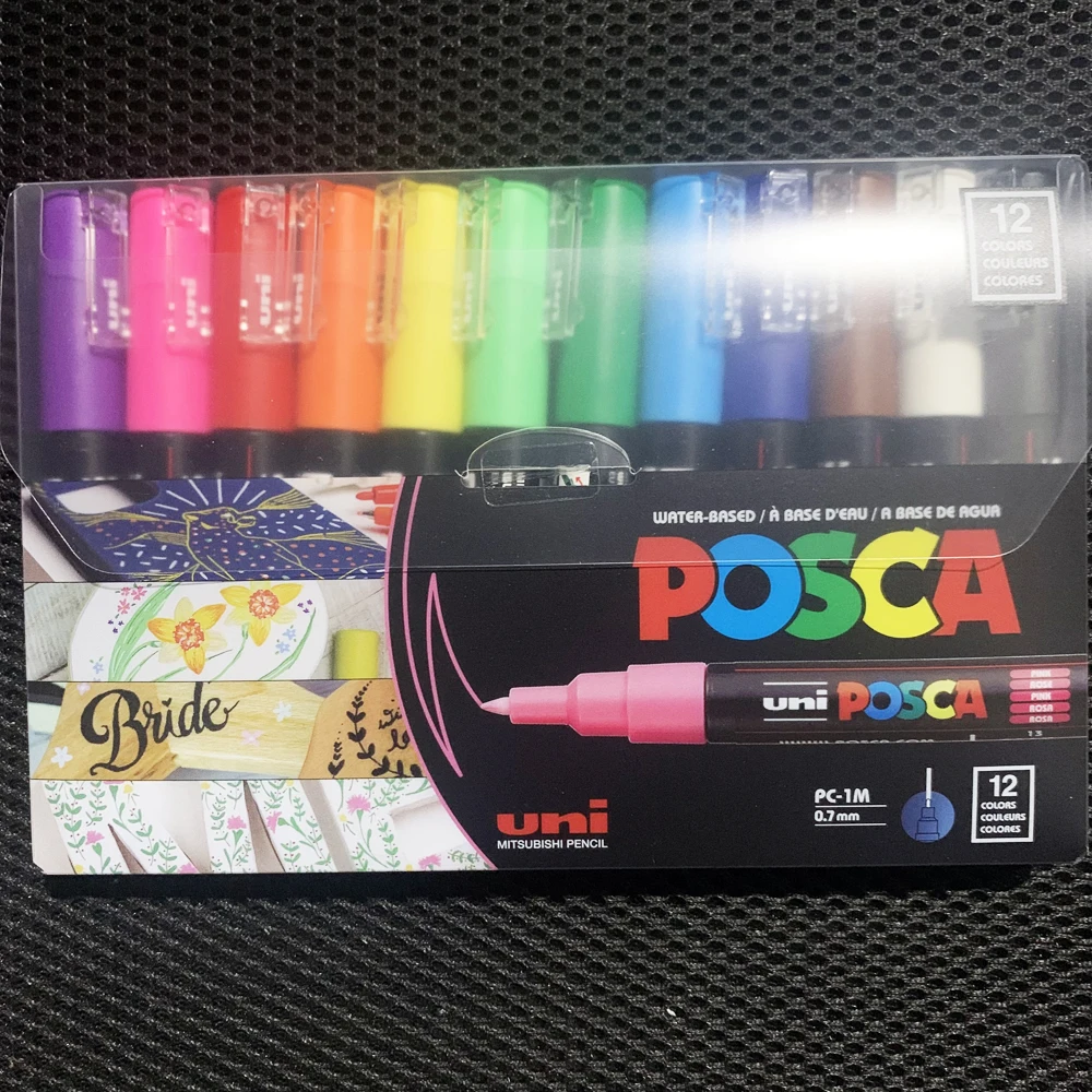 Uni Posca-rotuladores PC-1M para pintura artística, bolígrafos metálicos de  tela, vidrio, oro blanco, plata, sin Alcohol, resistentes al agua, 3  unidades - AliExpress