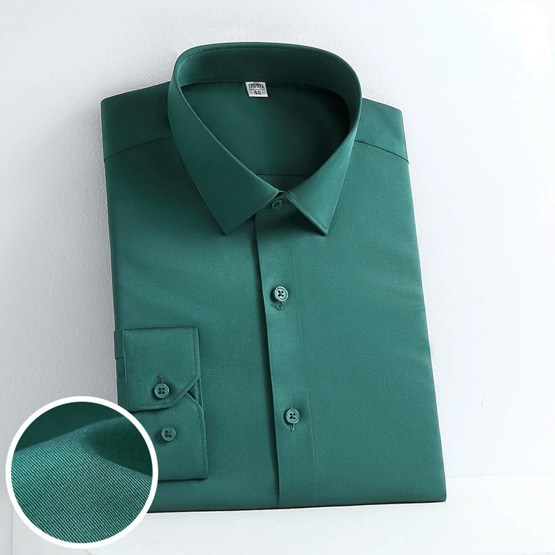 5XL Anti-wrinkle Elasticity Male Social Formal Shirts Work White Shirts for Men Stretch Long Sleeve Casual Slim Fit Shirt Men