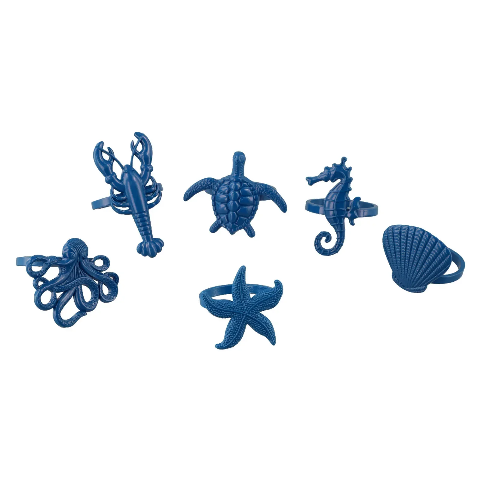Napkin Rings Marine Design Starfish Shells Lobsters Type Napkin Button Home Decor Dining Table Banquet Family Gathering 6pcs
