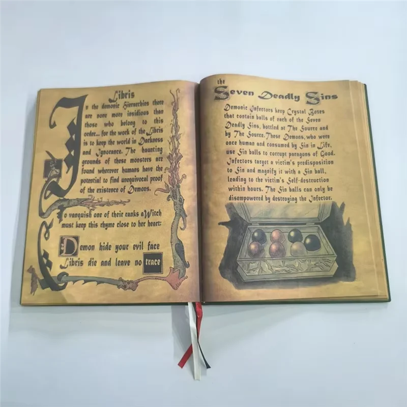 A45G-Book Of Shadows Green Cover Bound Journal Blank And Lined Journal 350 Pages Spell Records Spellbook Note Retro Gift