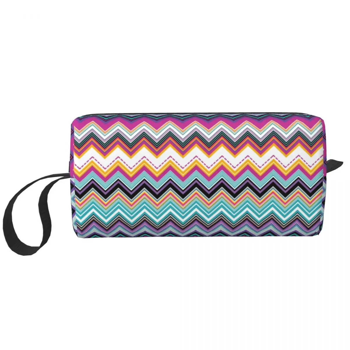 Cute Color Layers Zig Zag Borsa Da Toilette Da Viaggio Donna Bohemian Camouflage Modern Makeup Cosmetic Organizer Beauty Storage Dopp Kit