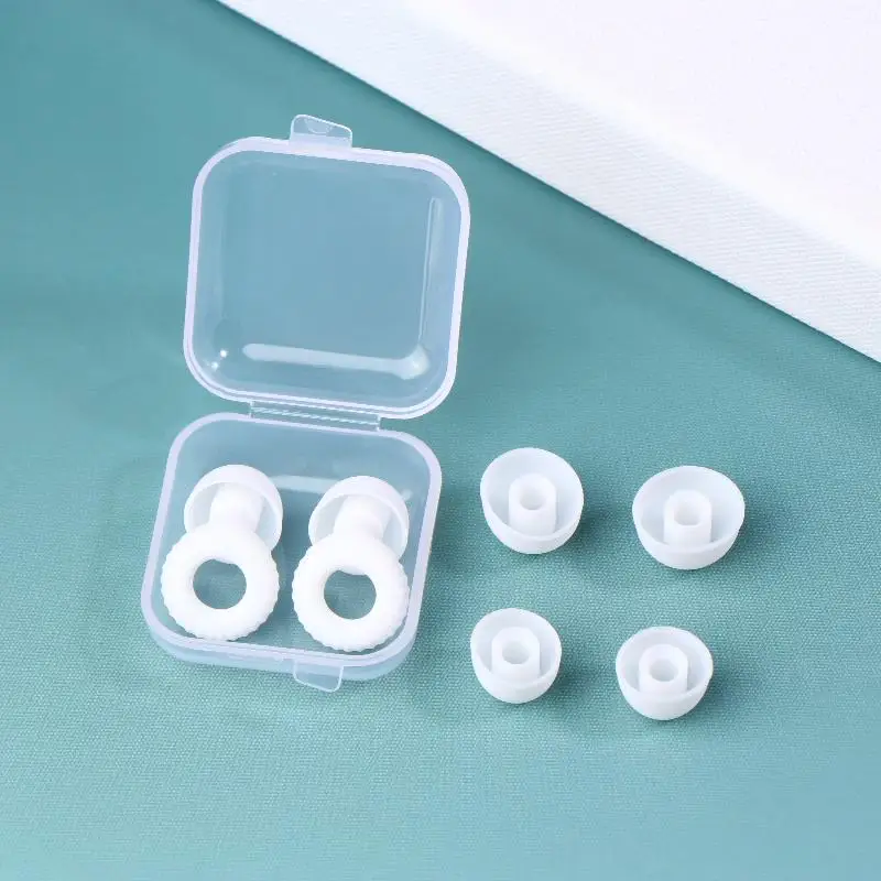 1세트 초박형 귀마개 루프형 수면 보조 방수 수영 귀마개 재사용 가능한 실리콘 귀마개 콘서트 청력 보호용