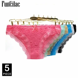 Women's Cotton Lace Trim Low Waist Hipster Panties - 5 Pack - M (9331)