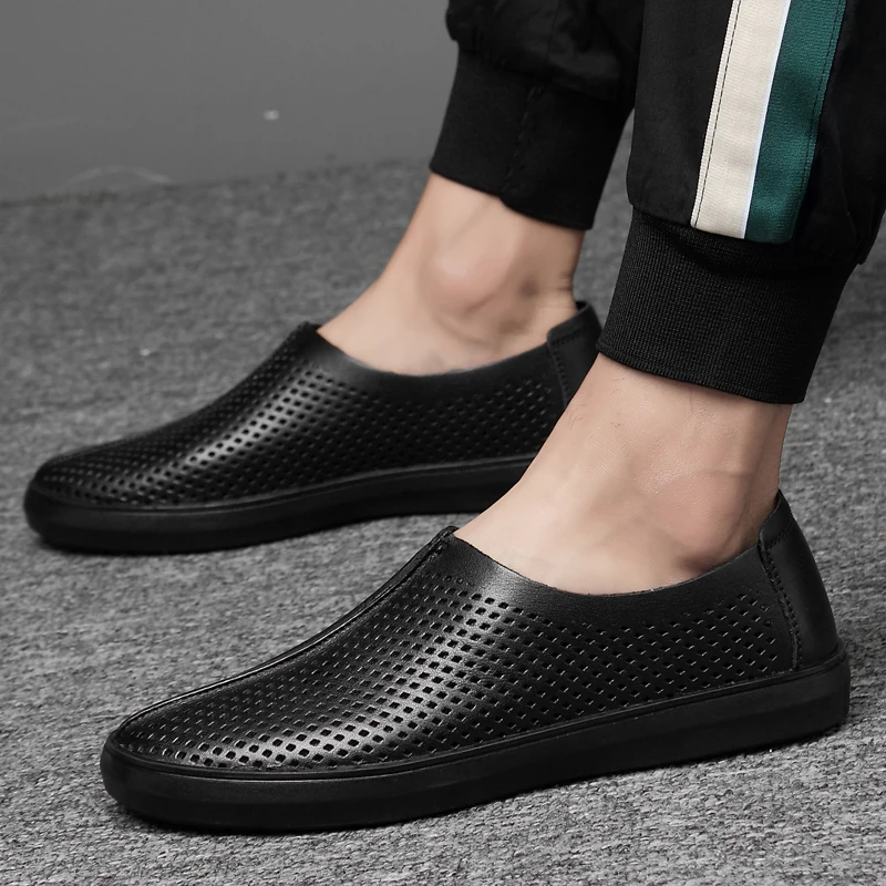 

Cool Summer mens shoes classic Breathable driving shoes Genuine Leather man Casual shoe plus size37-46 Mocasines slip-on loafers