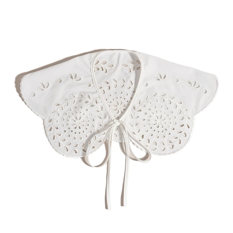 

Women Sweet for Doll Lace-Up Detachable Collar Shawl Embroidery Leaves Wreath