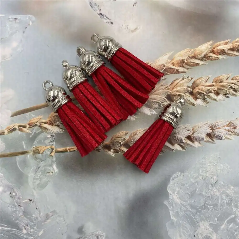 실버 스웨이드 인조 가죽 술, 키체인 핸드폰 스트랩, 쥬얼리 DIY 펜던트 공예 액세서리, 38mm, 10 개, 30 개, 60 개