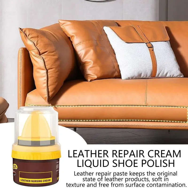 Leather Care Cream Liquid Shoe Polish Shoe Cream With Sponge Applicator Fade-Resistant Leather Repair Polish Cream To Restore Color For Sofas