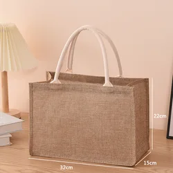 Hand-Painted Linen and Jute Shopping Tote Bag (Horizontal S)