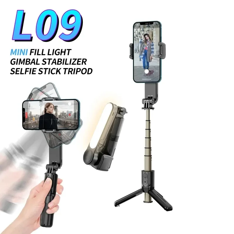 Handheld Gimbal Stabilizer Selfie Stick L09 Bluetooth Mobile Phone Holder Adjustable Fill Light Selfie Stand For IPhone Xiaomi handheld gimbal stabilizer selfie stick gimbal stabilizer handheld gimbal