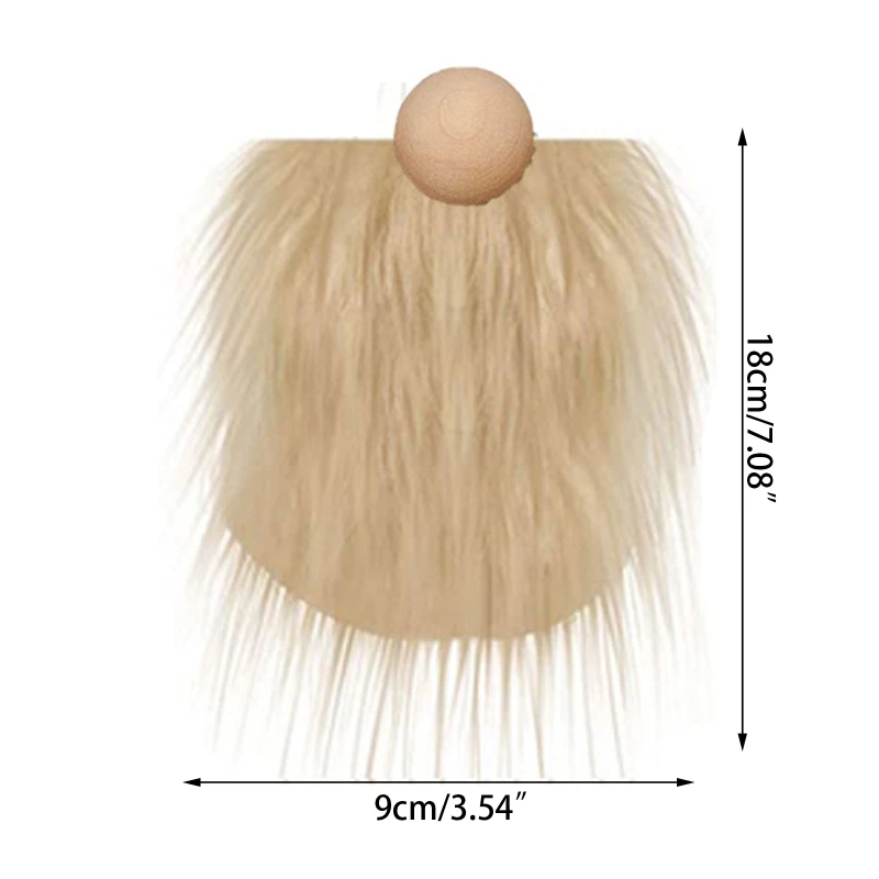 Christmas Gnome Wooden Beads Set Faux Fur Beards Plush DIY Crafts Party Costume Accessories 3pcs