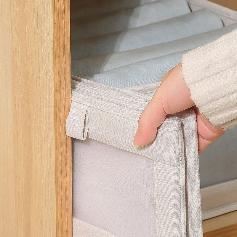 Japanese Cotton Linen Clothes Storage Box Household Drawer Type Fabric Belt Window Storage Box Foldable Wardrobe Storage 1PC 6