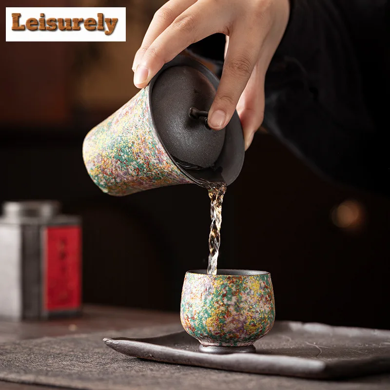 180ml Rock Painting Time Horse Hoof Gaiwan Aesthetic Tea Tureen Tea Bowl With Lid Kit Tea Making Cover Bowl Teaware Ornaments