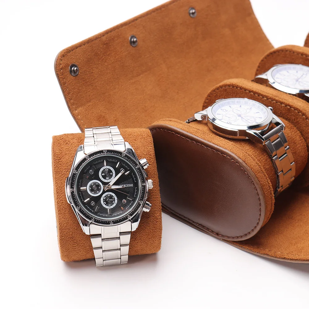 3 Slots Grids Watch Box Roll Travel Case Chic Portable Vintage Leather Display Storage Boxes Gift Watch Case watch storage box watch storage bag