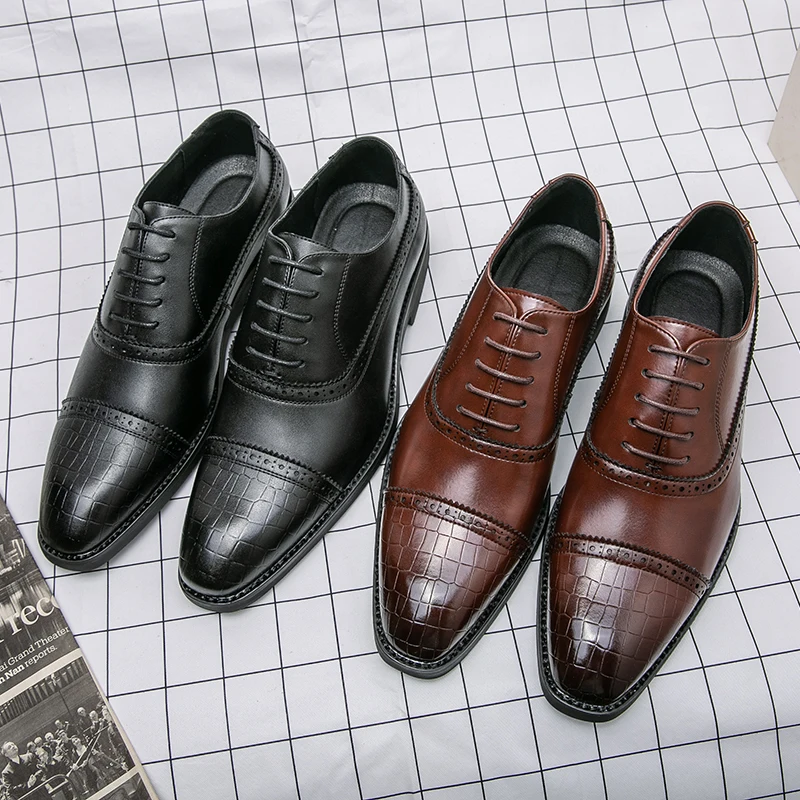 Men Dress Shoes Luxury Brand Business Leather Shoes for Mens Comfortable Pointed Social Shoe Male Sports Casual Footwear Oxford