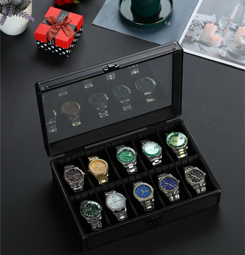 10-Slot Multi-Purpose Aluminum Alloy Watch Storage Case with Removable Internal Divider... - SKU AWSC1109 - UGI Packaging