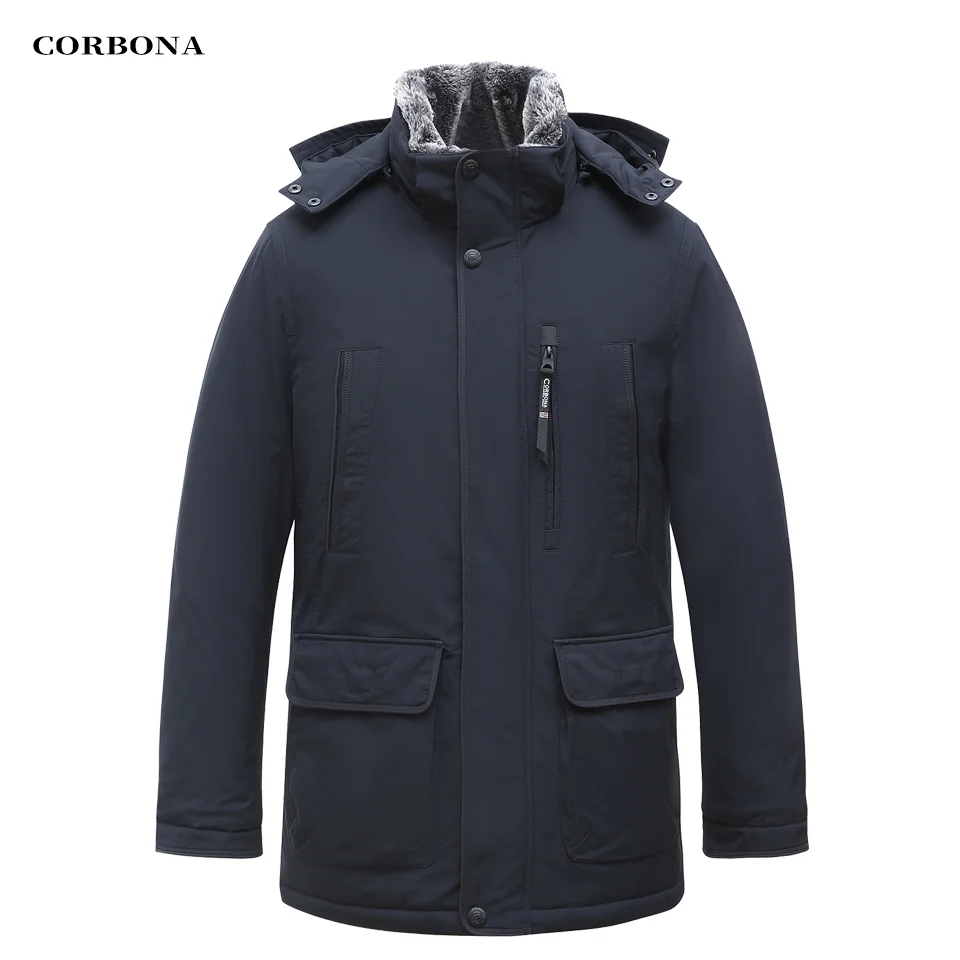 CORBONA 2024NewArrival Men Navy Winter Autumn Coat Warm Windproof Detachable Hooded Cotton High-End Casual Daily Nice Gift Parka